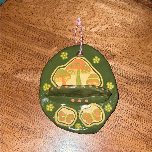 Handmade Other - Handcrafted Green Mushroom Wall Hanging candle holder